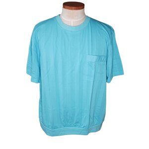 Tropi-Cool Crew Neck Banded Bottom Shirt Mens 2XL Blue Pocket Casual VTG NWOT